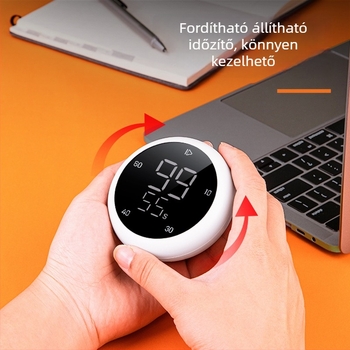 Deli LE200 Forgó elektronikus időzítő, LED kijelző, elemről működik, kerek műanyag ház