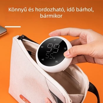 Deli LE200 Forgó elektronikus időzítő, LED kijelző, elemről működik, kerek műanyag ház