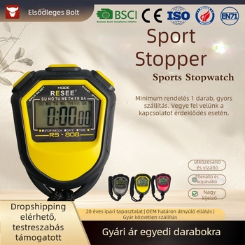 Elektronikus sportidőmérő ABS tokkal, csúszásmentes felület, 27 g, BF-808 modell