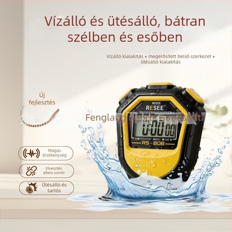 Elektronikus sportidőmérő ABS tokkal, csúszásmentes felület, 27 g, BF-808 modell