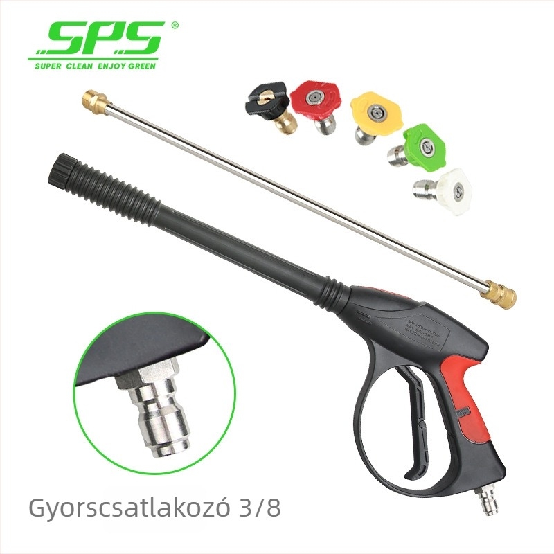 SPS Lion King nagy nyomású mosópisztoly, fej réz, markolat gumi + mérnöki műanyag, permetezési távolság 10 m, nyomás 280 bar / 4000 PSI, súly 0,91 kg
