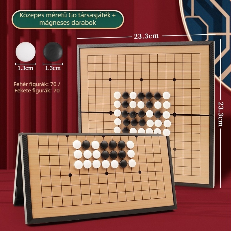 Mágneses Go és Gomoku 2 az 1-ben – hordozható összehajtható tábla, műanyag oktató játék 4–35 éveseknek