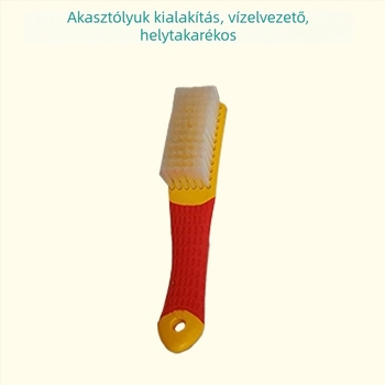 Cipőtisztító ecset hosszabbított szilikon görbült csúszásmentes nyéllel, puha sörtéjű műanyag szálak, sokoldalú tisztításra