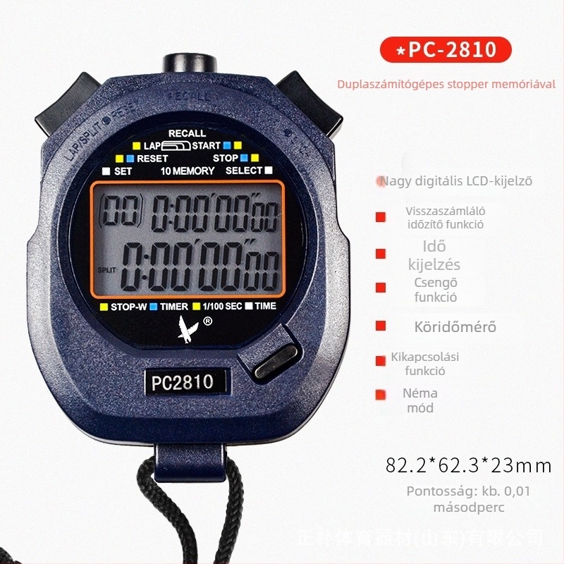 Elektronikus stopper PC2810 kettős soros időmérővel, pause funkcióval, műanyag kivitel