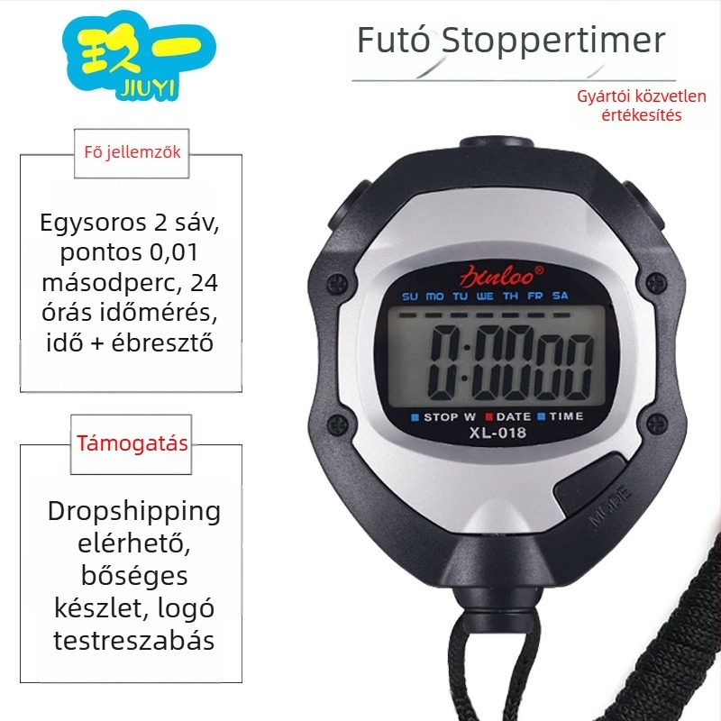 Elektronikus stopperóra pause funkcióval, ABS ház, csúszásmentes, futáshoz és edzéshez