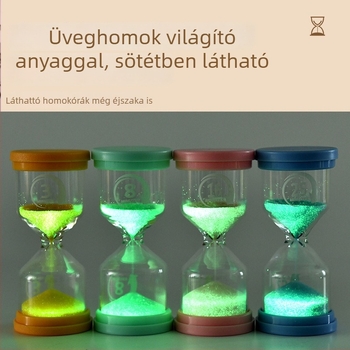 Makaron formájú világító homokóra, fújt magas boroszilikat üvegből, egyszerű és modern stílusú ajándéktárgy