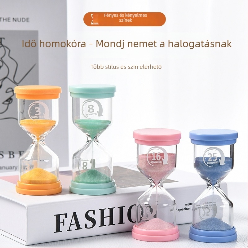 Makaron formájú világító homokóra, fújt magas boroszilikat üvegből, egyszerű és modern stílusú ajándéktárgy