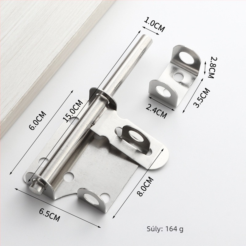 Nagy teherbírású rozsdamentes acél ajtózár, csiszolt felület, modern stílus, balra/jobbra nyitható