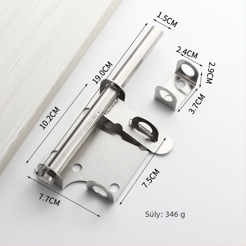 Nagy teherbírású rozsdamentes acél ajtózár, csiszolt felület, modern stílus, balra/jobbra nyitható