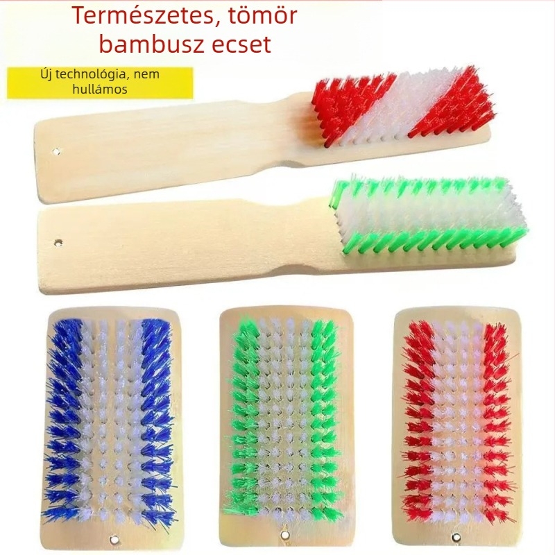 Cipőtisztító kefé bambuszból készült vastag nyelű — rendkívül kemény tisztító kefe cipők és ruhák tisztításához