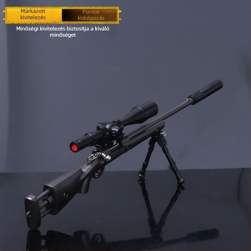 M2 klasszikus ötvözetű sniper fegyver modell, 4 darabos készlet, 30 cm kijelző dísz