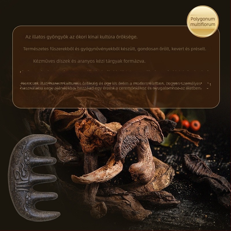 Fából készült gyógynövény fésű Polygonum multiflorum a fejbőr masszírozásához és a meridiánok stimulálásához – Hagyományos kínai orvoslás