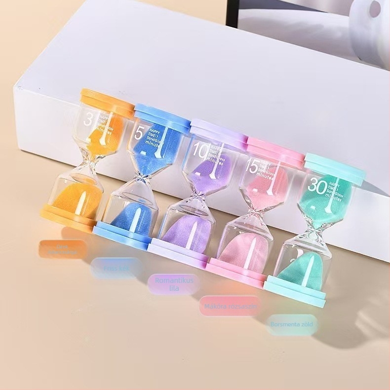 Diákoknak és gyerekeknek készült homokórás időmérő, fúvott üveg, boroszilikát, modern minimalista dizájn, 15/30/60 perc