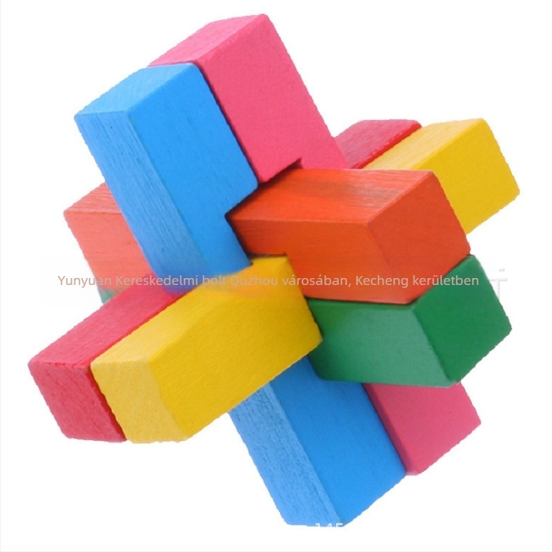 Fából készült Kongming Lock / Luban Lock logikai- és kézügyességi fejlesztő puzzle, 7–14 éveseknek, videó útmutatóval