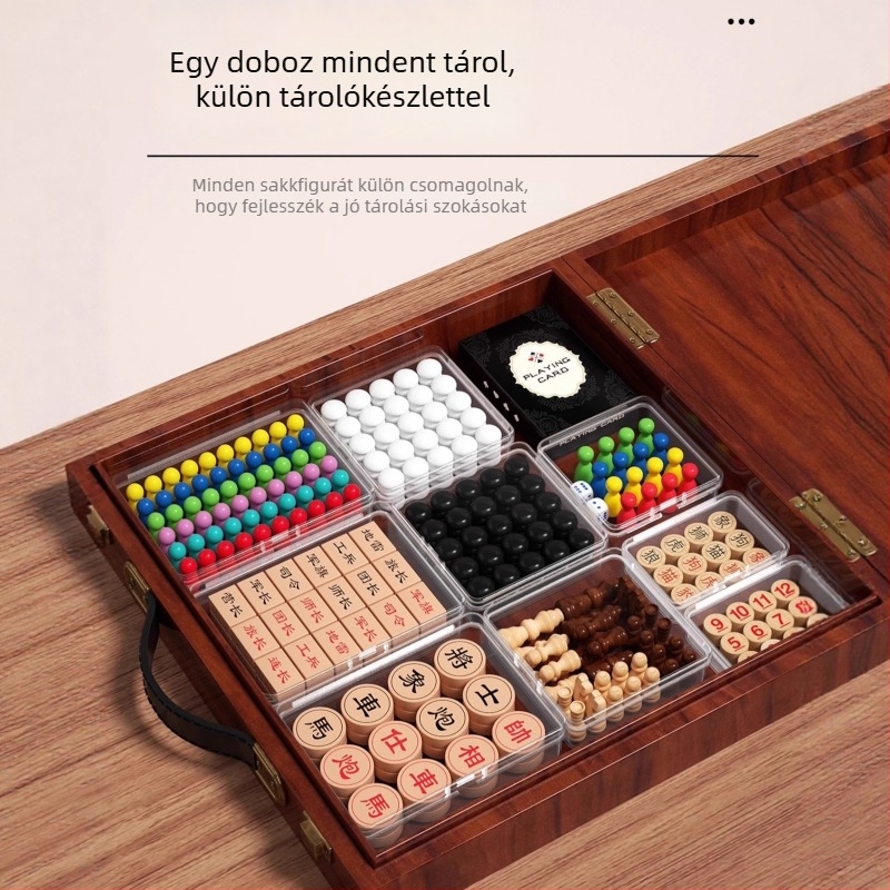 Geming Minden-egyben Gyermekeknek: Oktató Társasjáték – Több Játék Egy Táblán: Flying Chess, Dáma, Go, Backgammon és Sakk; oktató, interaktív, fejleszti a szülő-gyermek kommunikációját; 0–3 éveseknek.