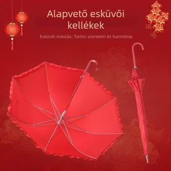 Esküvői ernyő hosszú nyéllel, klasszikus stílus, 8 küllő, 210T vászon, automatikus nyitás, UV védelem UPF50+