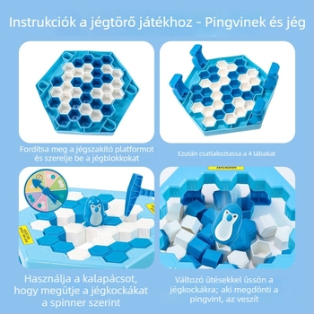 Pingvines jég-törő társasjáték gyerekeknek – két játékos, oktatási puzzle, kéz-szem koordináció fejlesztése