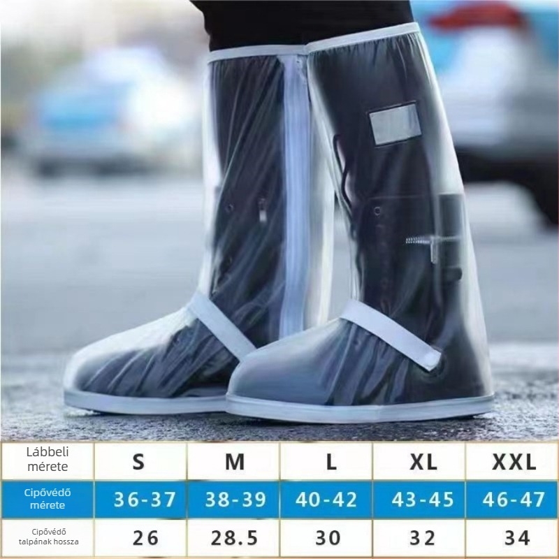 Esővédő cipővédők férfiak és nők számára, vastított, kopásálló PVC cipővédők, vízálló, magas szárú, kültéri kerékpározáshoz (logó nyomtatási lehetőség)