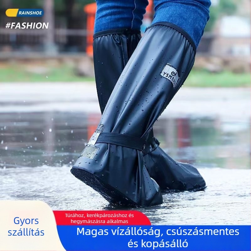 Esőcipővédő – vízálló, csúszásmentes, PVC anyagú, megerősített, magas szárú