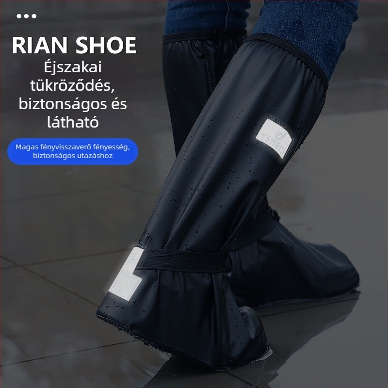 Esőcipővédő – vízálló, csúszásmentes, PVC anyagú, megerősített, magas szárú