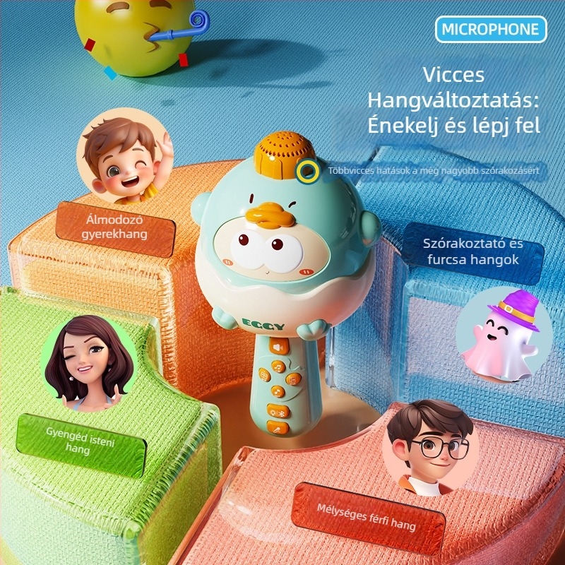 Oktató játék mikrofon gyerekeknek beépített hangszóróval és Bluetooth-al, éneklőgép (Bluetooth • lítium akkumulátor • memóriamentes • műanyag burkolat)