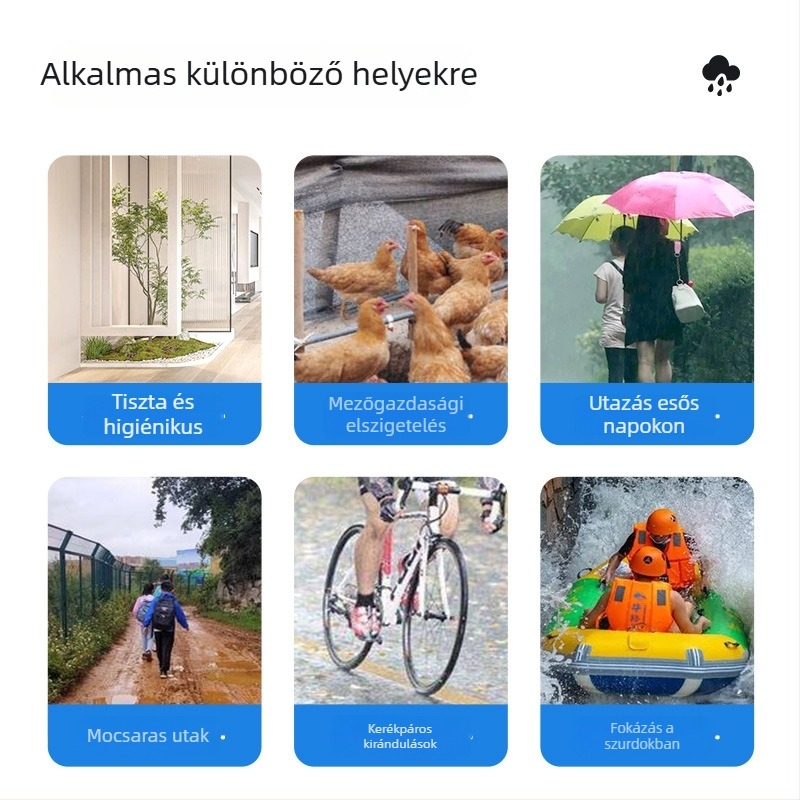 Egyszer használatos vízálló cipővédők, csúszásmentes, vastagított műanyagból, kopásálló