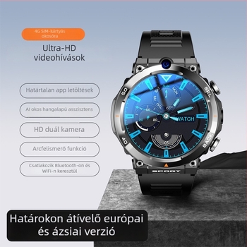 H10 okosóra 4G Androiddal, SIM-kártyával, NFC-vel, GPS-szel, pulzusmérés és videohívások