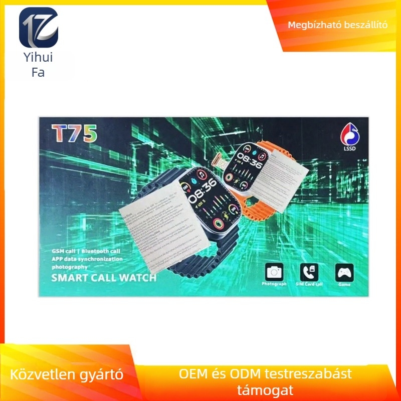 T75 okosóra 2G SIM-kártyával, kamera, pulzus-, vérnyomás- és oxigén monitorozás, alvásfigyelés, Bluetooth hívások