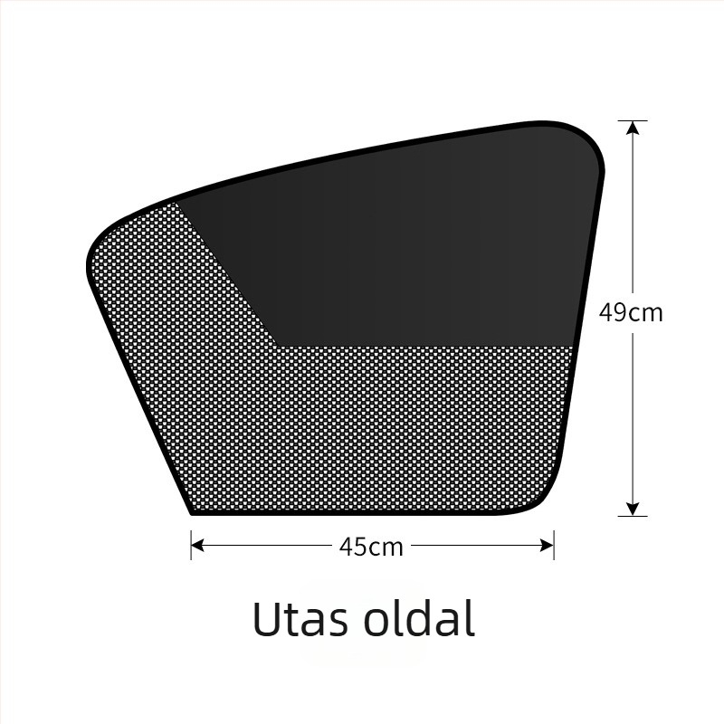 Autóhoz készült árnyékoló függöny dupla rétegű oldalsó hálóval, mágneses rögzítés, hőszigetelés és fényblokkolás az ablakokra