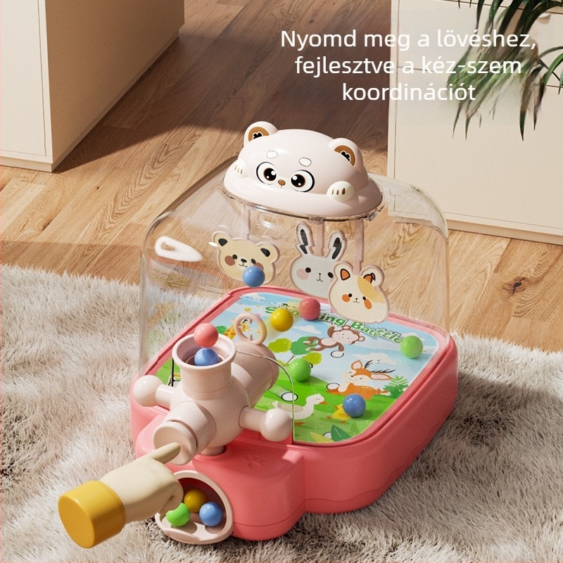 Műanyag pinball játék nyomásos kilövő mechanizmussal – oktató asztali játék 4–6 éveseknek, dobozban csomagolás, márka Cojump
