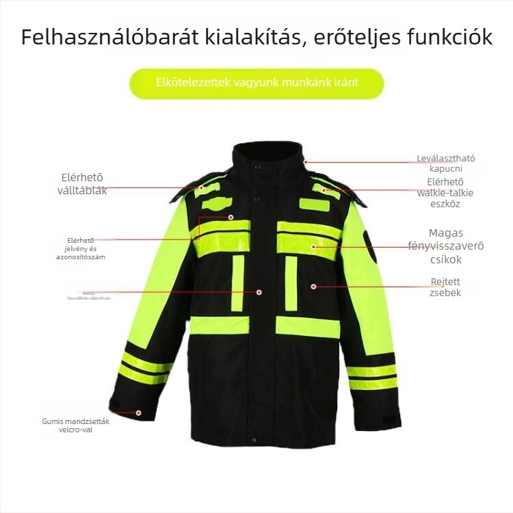 Pon'só esőkabát vastag pamut béléssel, fényvisszaverő részletek, levehető pamut bélés (Oxford anyag)