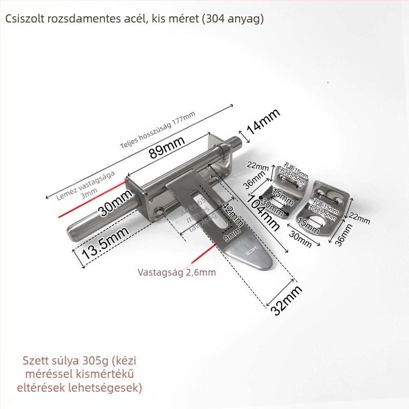 Gujiu Jian Premium Mortise Lock – Csatos típusú ajtózár, rozsdamentes acél, Modell: Premium Mortise Lock, Felületkezelés: Mechanikus polírozás