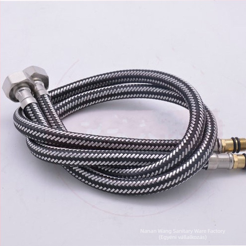 WC-hez tartozó meleg- és hidegvíz ellátó tömlő, G1/2 csatlakozás, fonott nylon tömlő, robbanásbiztos