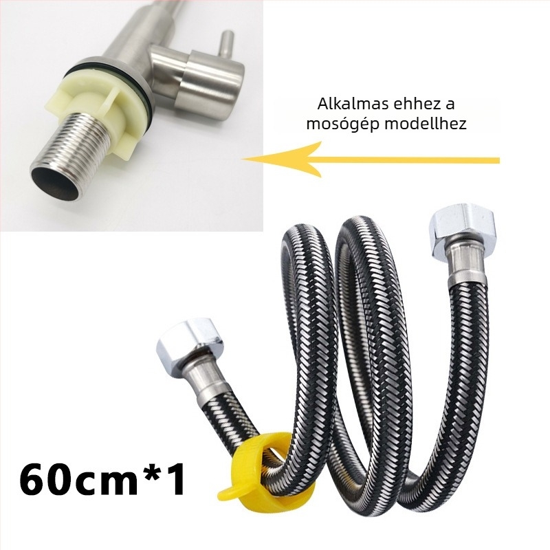 WC-hez tartozó meleg- és hidegvíz ellátó tömlő, G1/2 csatlakozás, fonott nylon tömlő, robbanásbiztos
