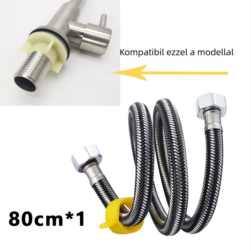 WC-hez tartozó meleg- és hidegvíz ellátó tömlő, G1/2 csatlakozás, fonott nylon tömlő, robbanásbiztos