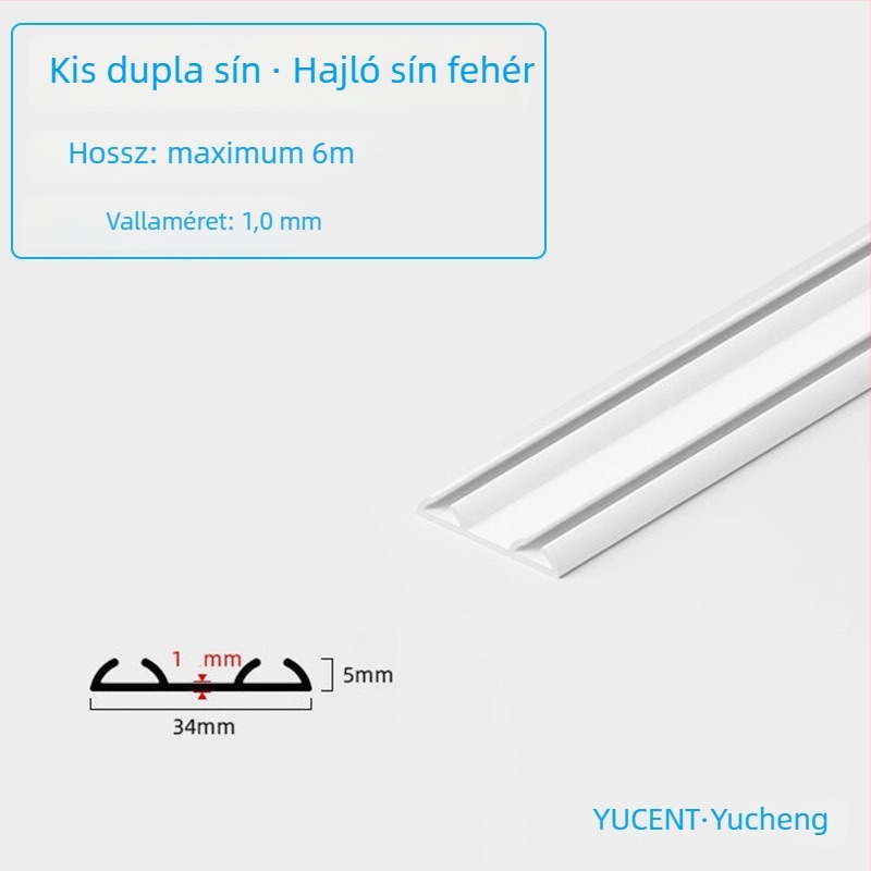 Alumíniumötvözetből készült csúszóajtó sín szekrényhez, halk görgők, kis kettős sín (felső és alsó)