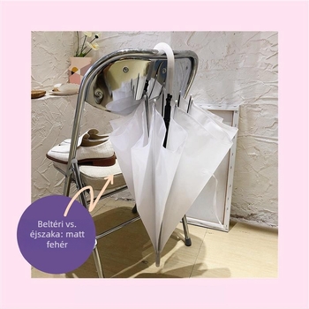 Átlátszó esernyő automatikus nyitással és hosszú nyéllel, 8 rostból álló váz, acél tengely, műanyag vászon