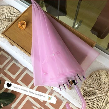 Átlátszó esernyő automatikus nyitással és hosszú nyéllel, 8 rostból álló váz, acél tengely, műanyag vászon