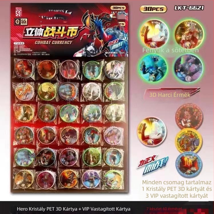 Kerek műanyag kártya társasjátékhoz, 3D világító harci érme, vízálló és ütésálló, 7–14 éveseknek.