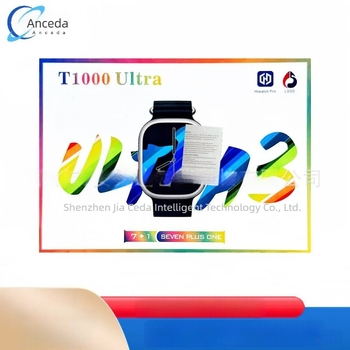T1000ULTRA okosóra Bluetooth hívásokkal és üzenetértesítésekkel, lépésszámlálás és egészségfigyelés (HR, BP, SpO2, hőmérséklet); alumíniumötvözet tokozás, négyszögletes TFT kijelző, szilikon szíj, vezeték nélküli töltés, 7–14 napos akkumulátor
