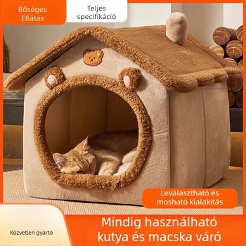 Macskák és kutyák számára négy évszakos odú, mosható, zárt, téli meleg, villa-stílusú ház; Anyag: Szövet; Márka: New Cute; Termékkód: Villa House Pet Nest