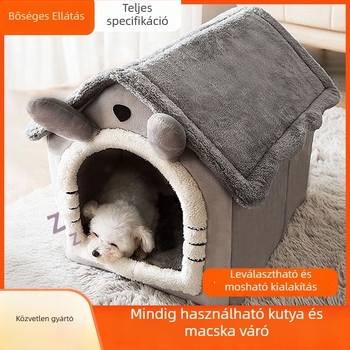 Macskák és kutyák számára négy évszakos odú, mosható, zárt, téli meleg, villa-stílusú ház; Anyag: Szövet; Márka: New Cute; Termékkód: Villa House Pet Nest