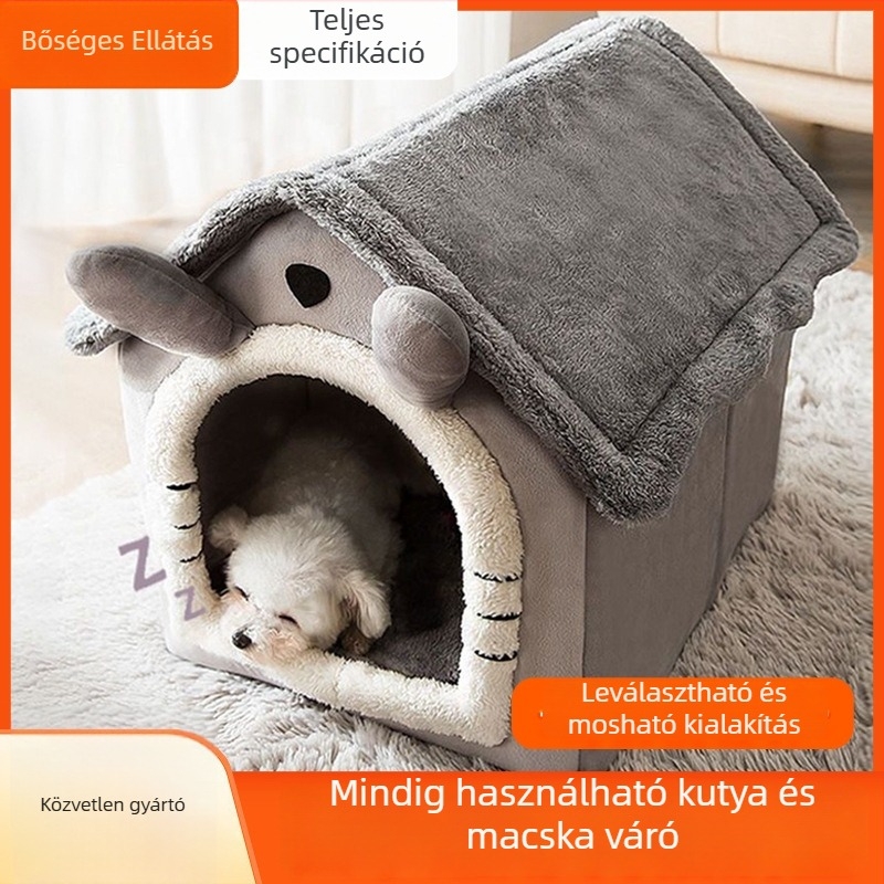 Macskák és kutyák számára négy évszakos odú, mosható, zárt, téli meleg, villa-stílusú ház; Anyag: Szövet; Márka: New Cute; Termékkód: Villa House Pet Nest