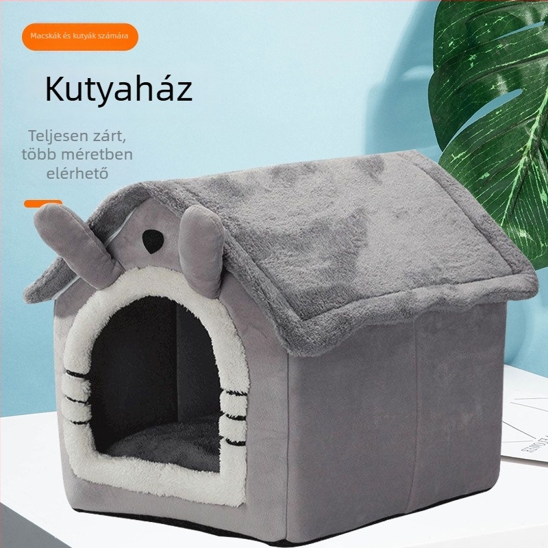 Macskák és kutyák számára négy évszakos odú, mosható, zárt, téli meleg, villa-stílusú ház; Anyag: Szövet; Márka: New Cute; Termékkód: Villa House Pet Nest