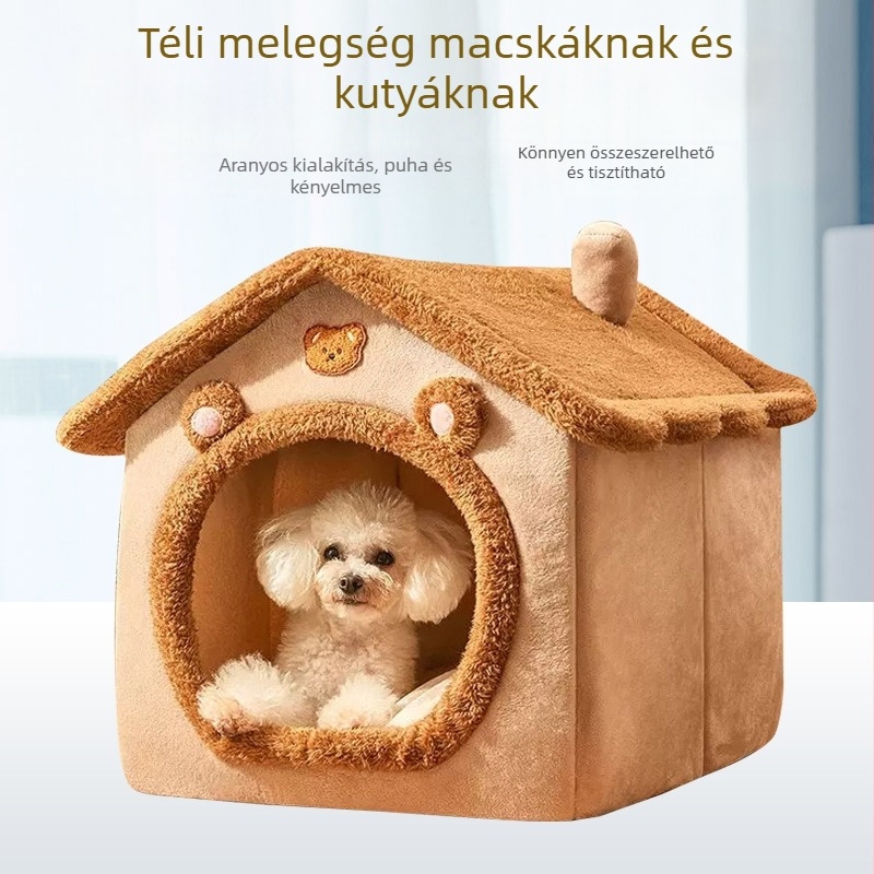 Macskák és kutyák számára négy évszakos odú, mosható, zárt, téli meleg, villa-stílusú ház; Anyag: Szövet; Márka: New Cute; Termékkód: Villa House Pet Nest