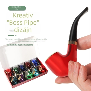 Mini hordozható kezdő pipa – elektroplatált műgyanta, ívelt, klasszikus dohányos pipa
