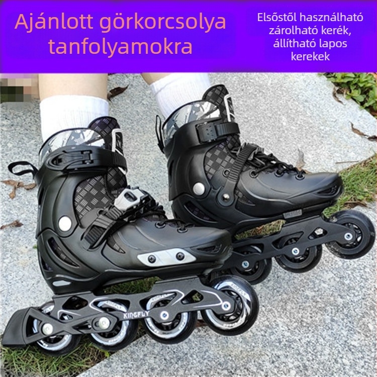 Jinchi gyerekeknek készült görkorcsolya kemény héjjal, fém tartóval, kerekek egy sorban
