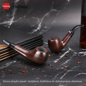 Ebony-fából készült kézzel készített pipa, tenyér méret, 3 mm vasmagú szűrő, tömörfa