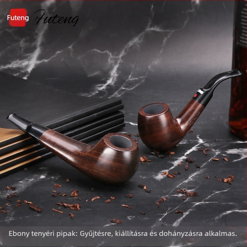 Ebony-fából készült kézzel készített pipa, tenyér méret, 3 mm vasmagú szűrő, tömörfa