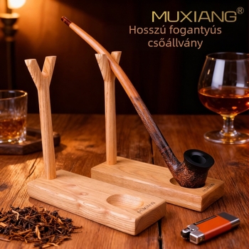 Teafa fából készült pipatartó hosszú fogantyúval – modern minimalist dizájn, ajándék üzleti/promóciós célokra